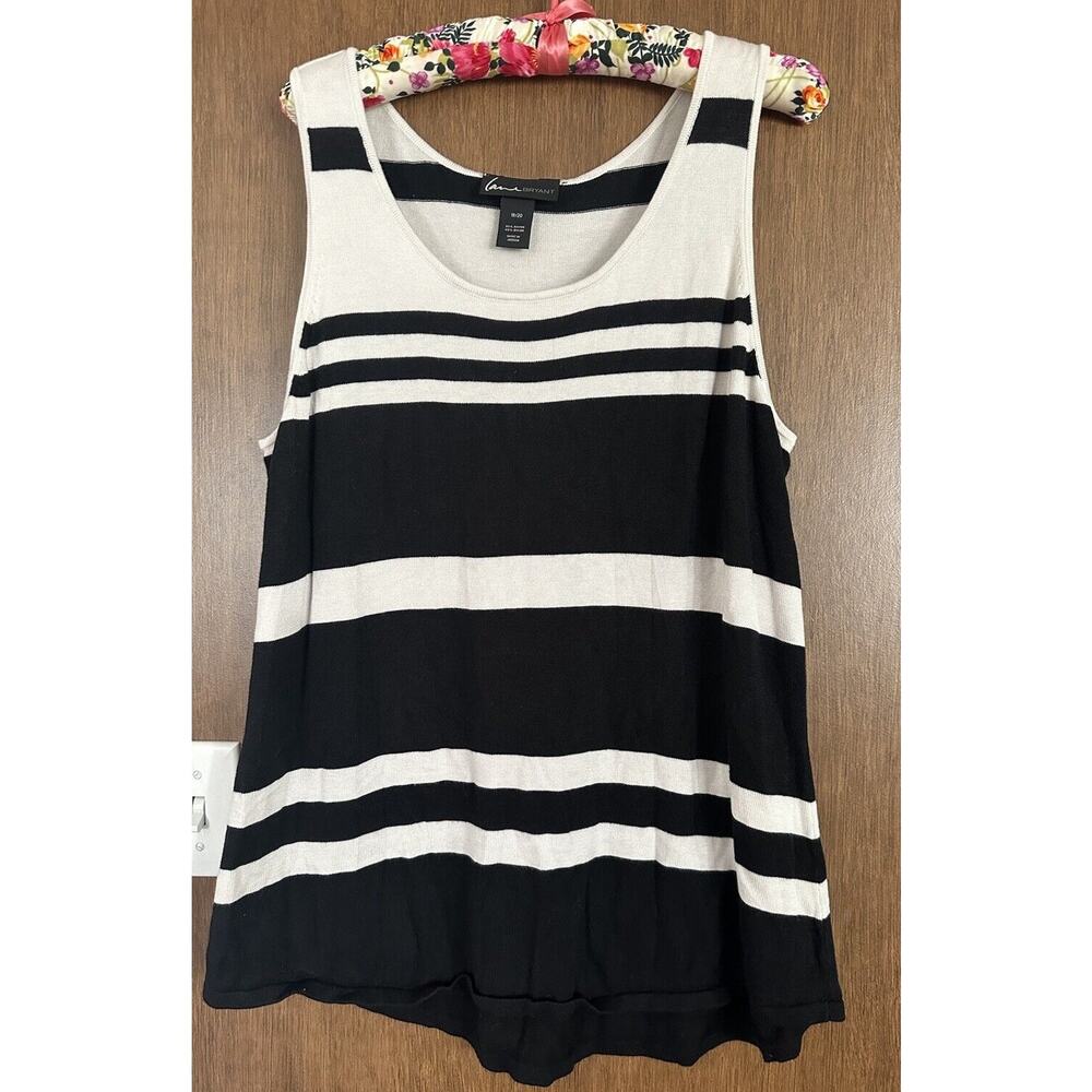 Lane Bryant 18-20 Black White Tank Top Layering Comfort Casual Business Plus
